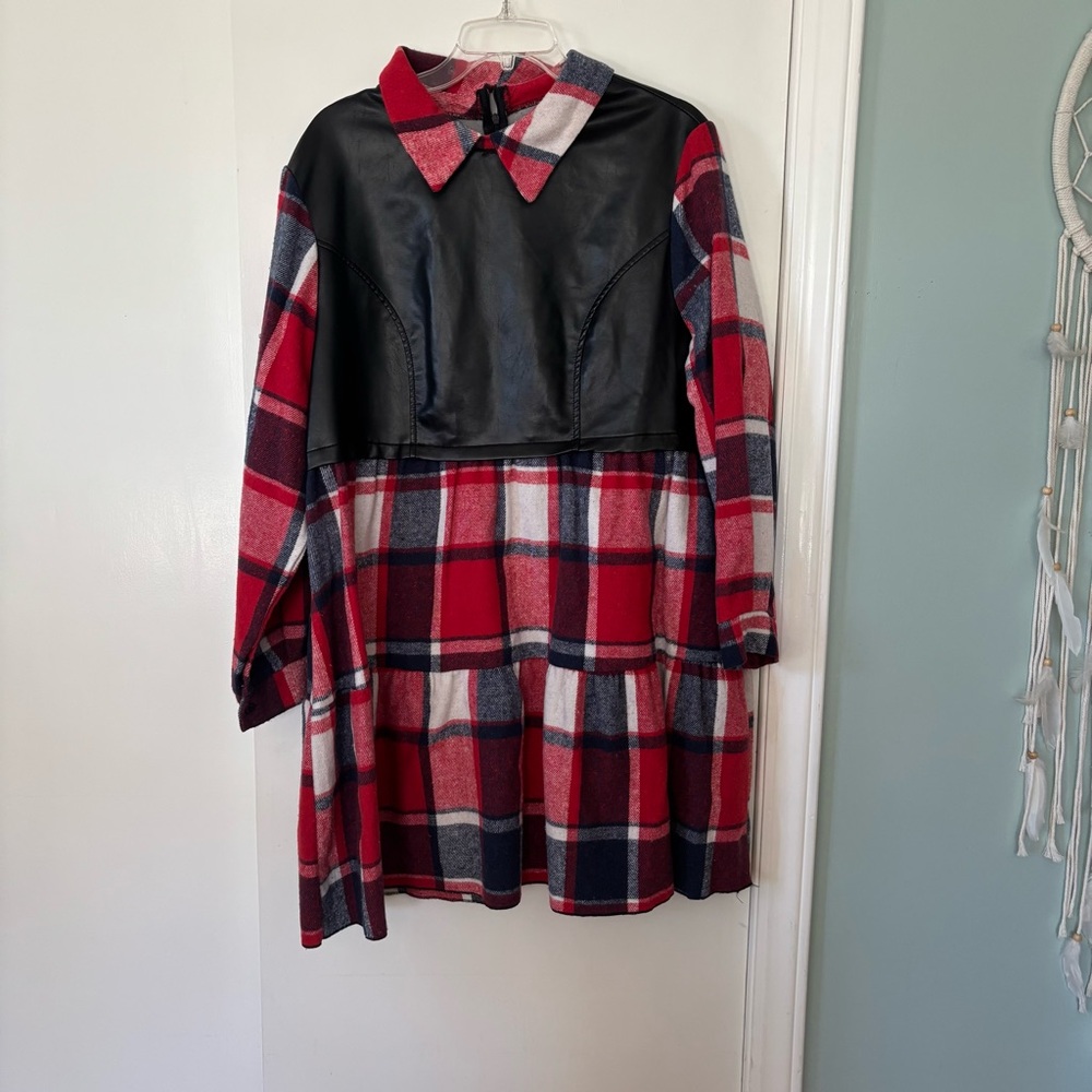 Plaid Red and Black womens handmade Dress